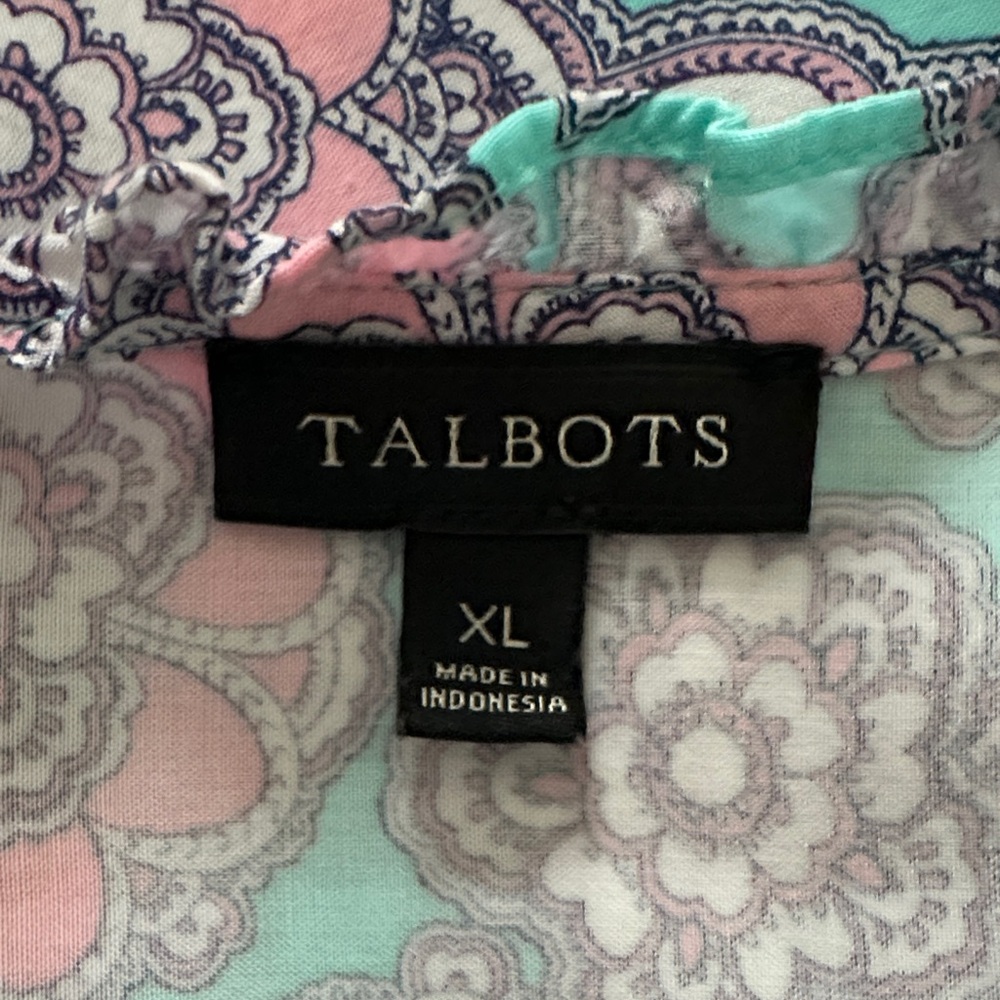 Talbots Floral Sleeveless Top - Blue and Pink Size XL - Picture 2 of 3